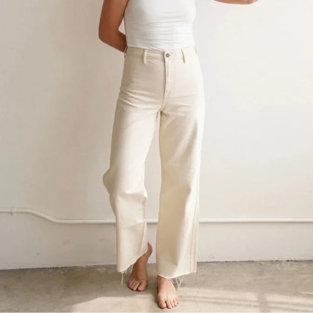 Carly Jean Los Angeles Jaymee Stone Wide Leg Jeans in Natural